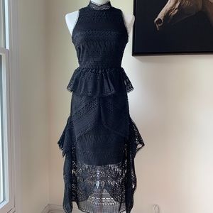 Topshop lace black dress with ruffle details